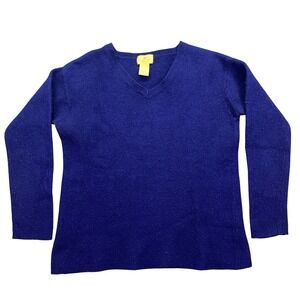 Limited America Lambswool V-Neck‎ Sweater Soft Knit Pullover Blue Medium Boho